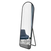Huitich black aluminum frame mirror full length with curved top and stand for bedroom